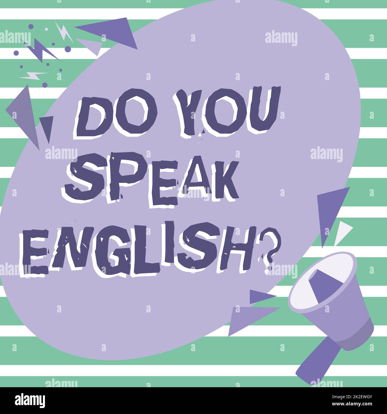 Scrittura testo visualizzato parla inglese domanda. Foto concettuale per sapere se la persona può dire Inglese Megaphone disegno parlare con Chat Cloud fare un annuncio. Foto Stock