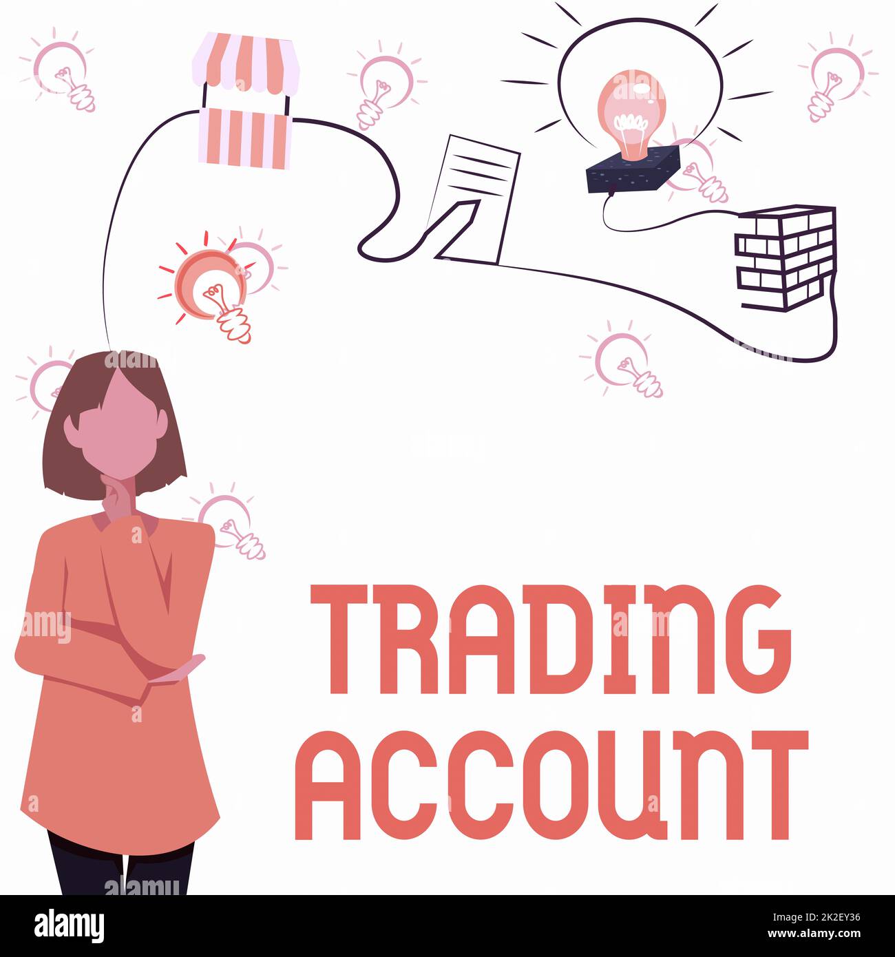 Cartello di testo che mostra il conto di Scambio. Conto di investimento di concetto del Internet che ha titoli in contanti o altre partecipazioni Donna pensiero innovativo idee di guida verso un futuro stabile. Foto Stock