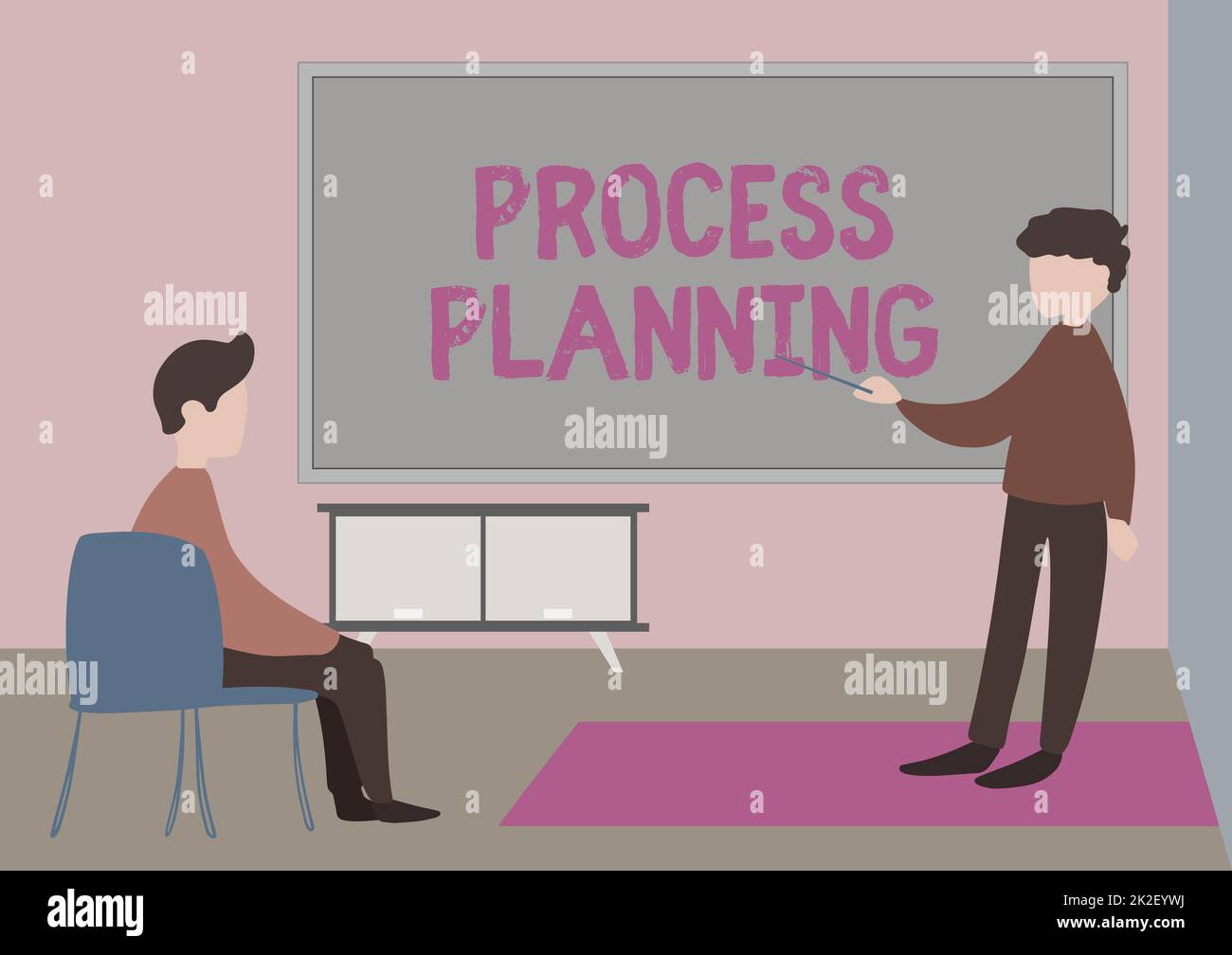 Pianificazione del processo di scrittura a mano del testo. Foto concettuale lo sviluppo di obiettivi strategie elenchi di attività ecc insegnante e studente disegno avere classe privatamente all'interno Di Una classe. Foto Stock