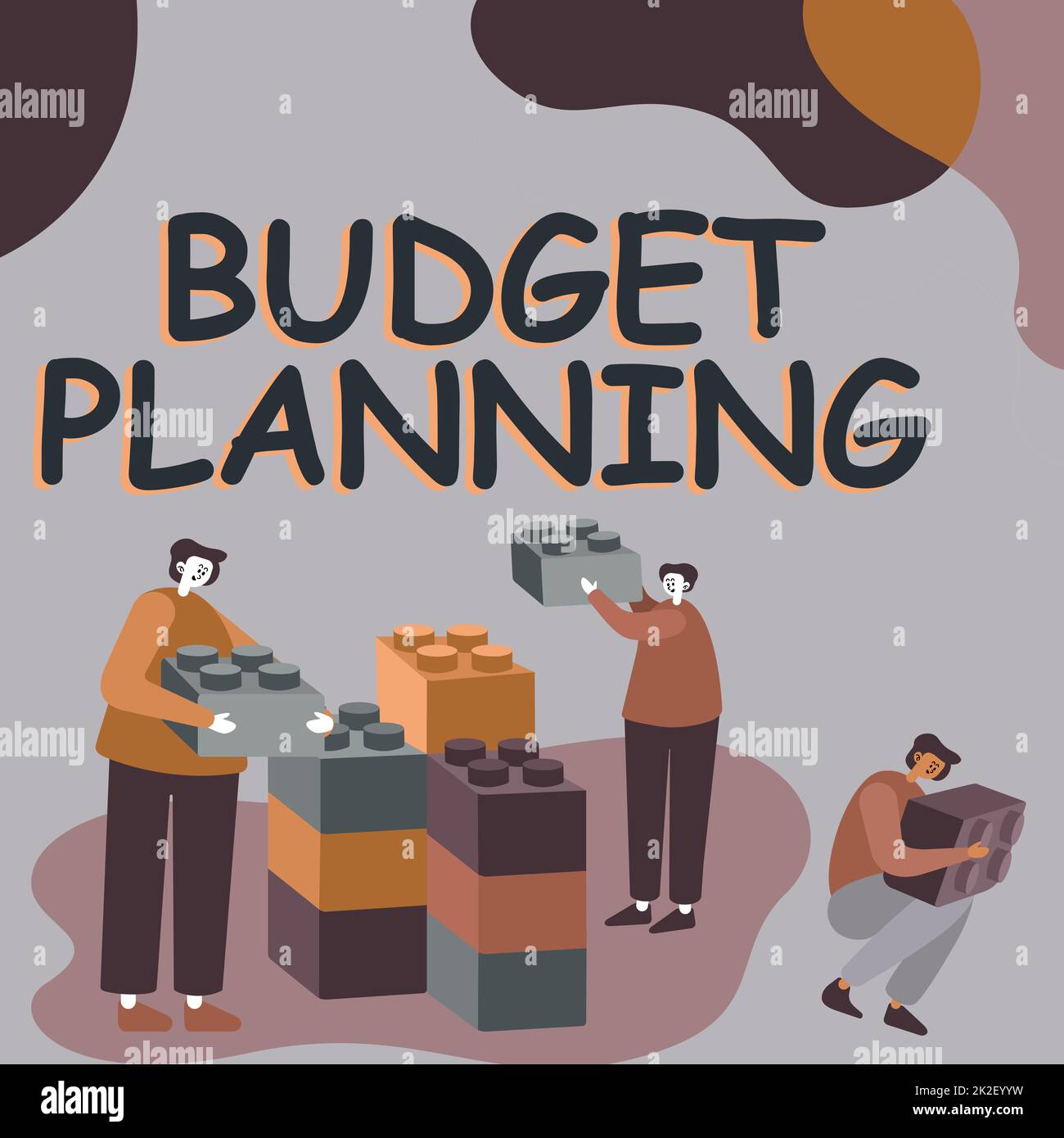 Visualizzazione concettuale Pianificazione del budget. Parola per la descrizione scritta sulle spese correnti e future colleghi visualizzati Cubo in rappresentanza del lavoro di squadra discutere progetto futuro. Foto Stock