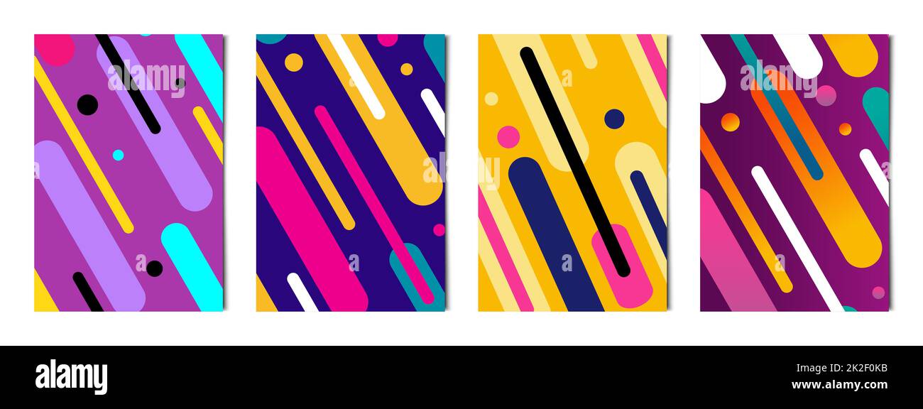 Set di 4 pezzi astratto linee colorate forme sfondi, modelli per la pubblicità, biglietti da visita, texture - Vector Foto Stock