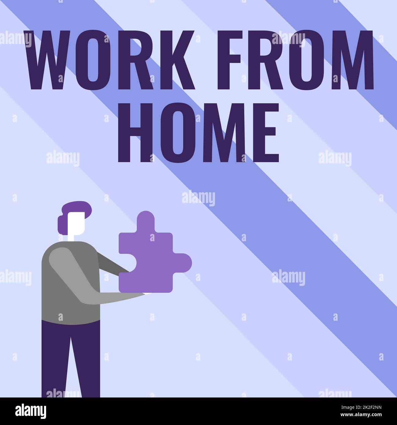 Didascalia di testo che presenta il lavoro da casa. Business showcase lavoro da casa uomo d'affari Holding Jigsaw Puzzle pezzo sblocco nuove tecnologie futuristiche Foto Stock