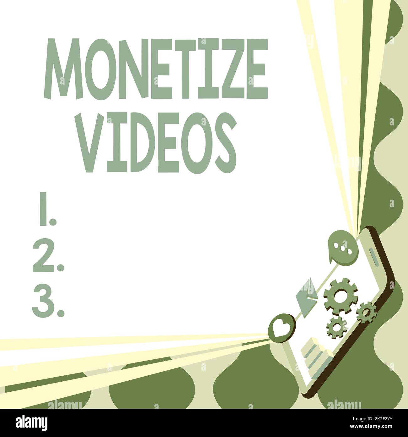 Testo che mostra Inspiration Monetize Videos (Monetizza video). Business showcase processo di guadagnare denaro dai tuoi video caricati su YouTube Mobile Drawing Condivisione di commenti positivi e Bubble di buona parola Foto Stock