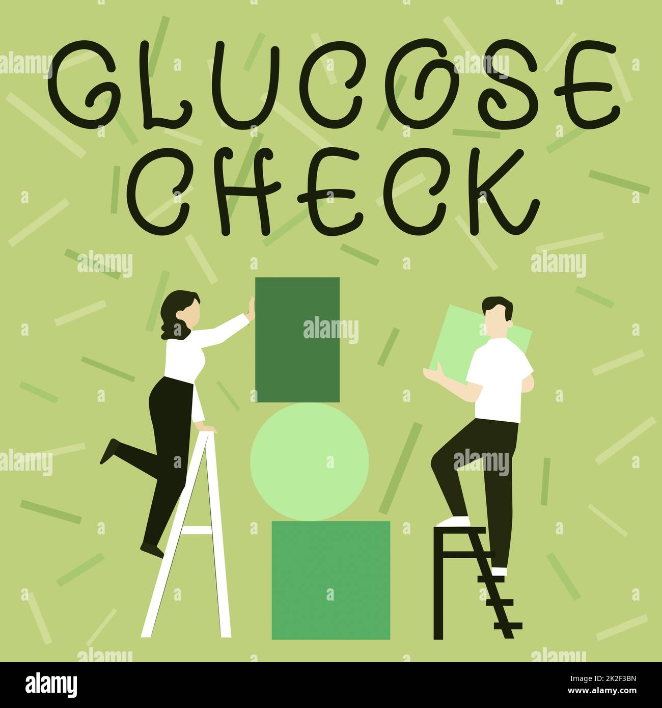 Scrittura con testo Glucose Check. Procedura di concetto del Internet che misura la quantità di zucchero nel disegno della coppia del sangue usando la scala che posiziona le cornici vuote grandi dell'immagine ad Un muro. Foto Stock