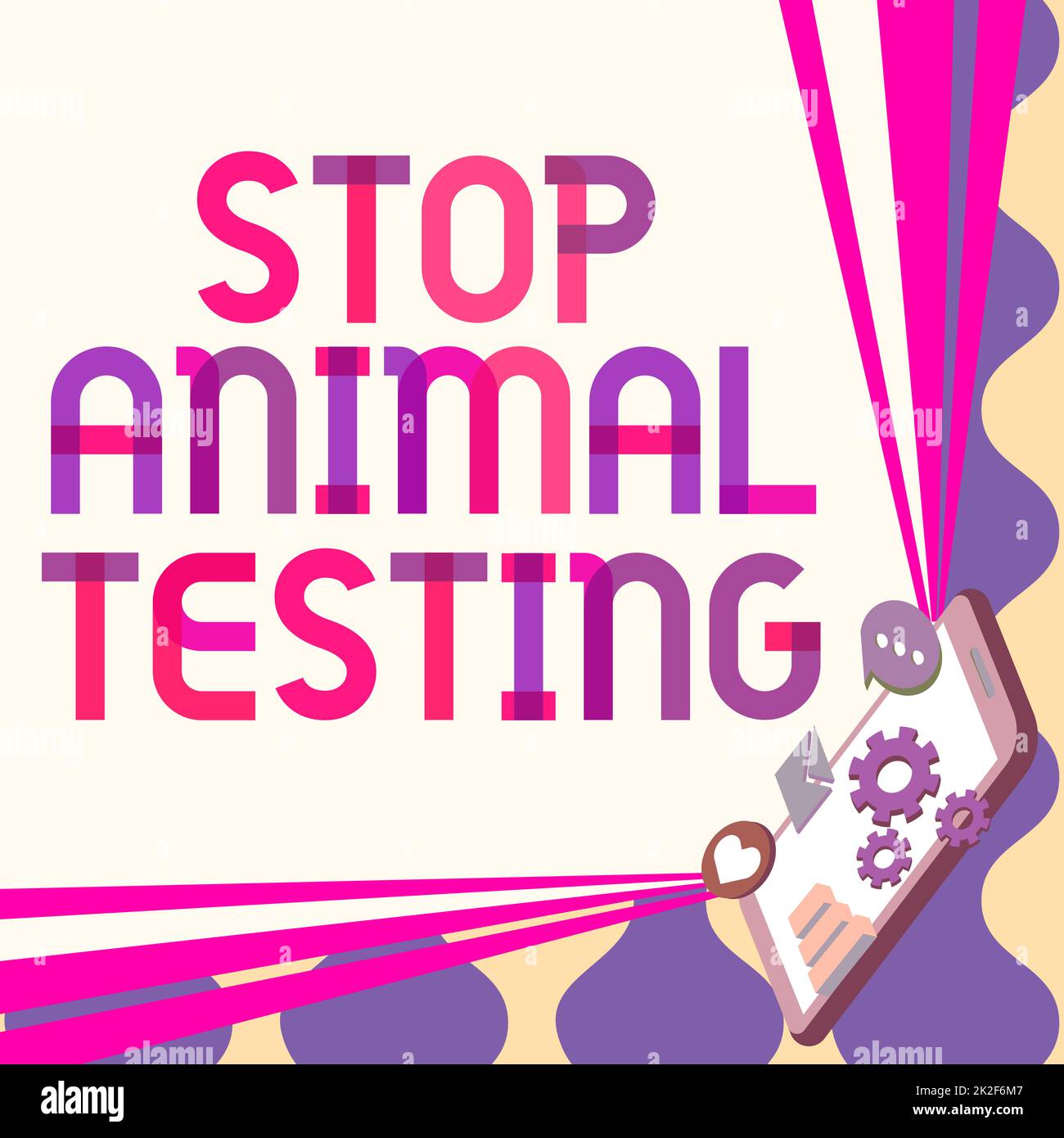Ispirazione che mostra il segno Stop Animal Testing. Parola scritta su esperimento scientifico che animale vivo costretto a subire Mobile Drawing Condivisione commenti positivi e Bubble discorso buono Foto Stock