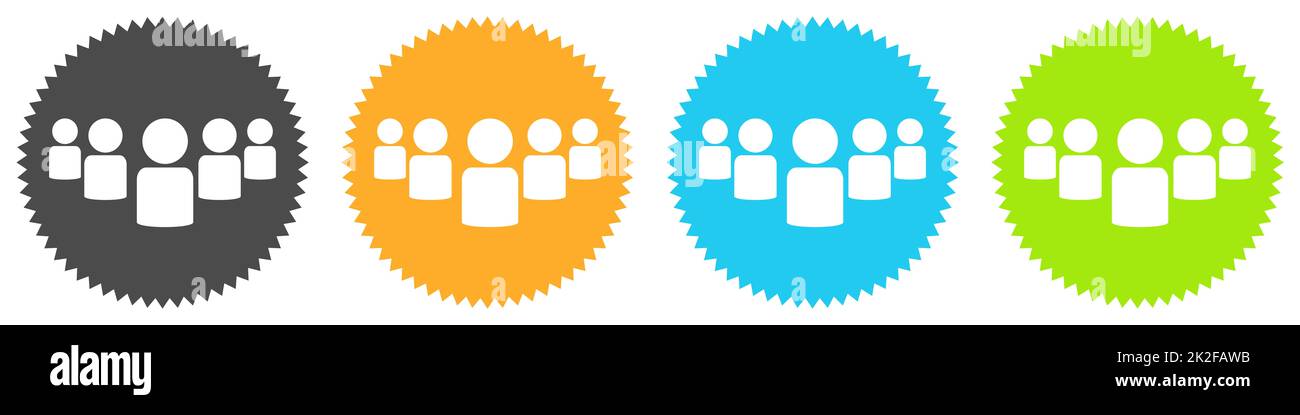 Pulsanti nero, arancione, blu, verde: Gruppo Foto Stock