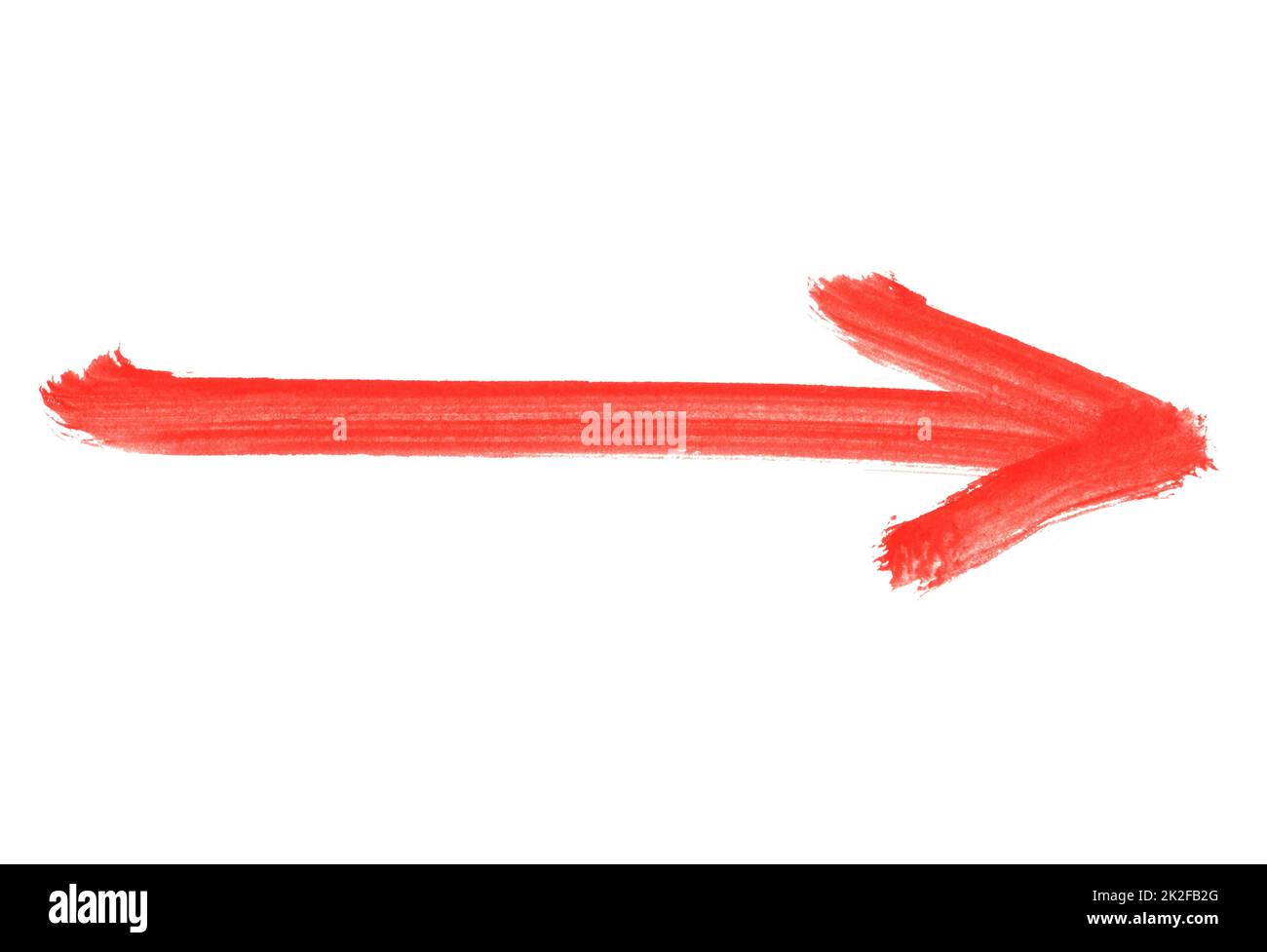 Freccia dipinta a mano sporca di colore rosso Foto Stock