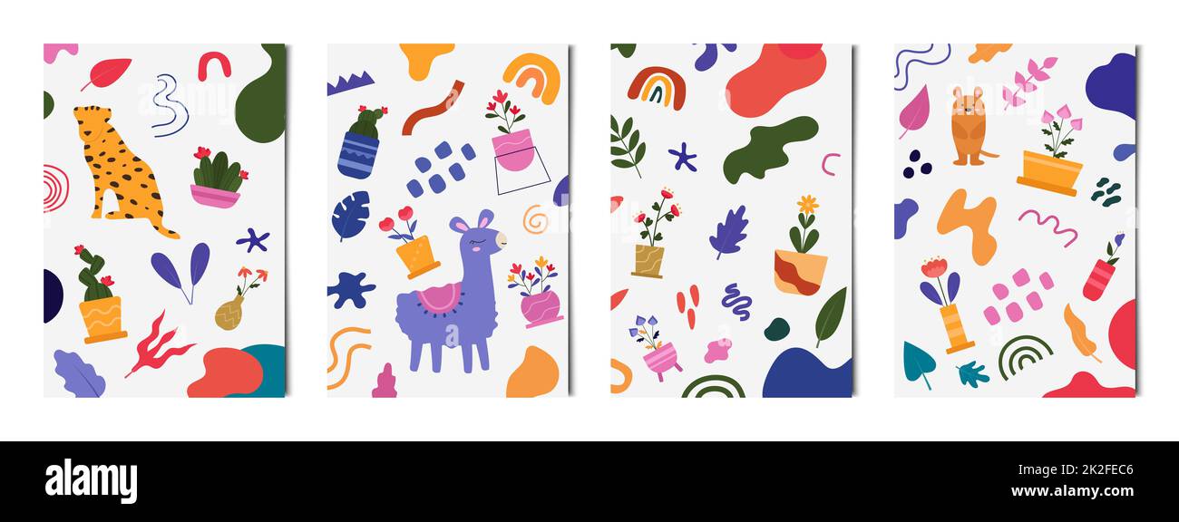 Set di 4 pcs poster astratti per la pubblicità, biglietti da visita e banner - Vector Foto Stock