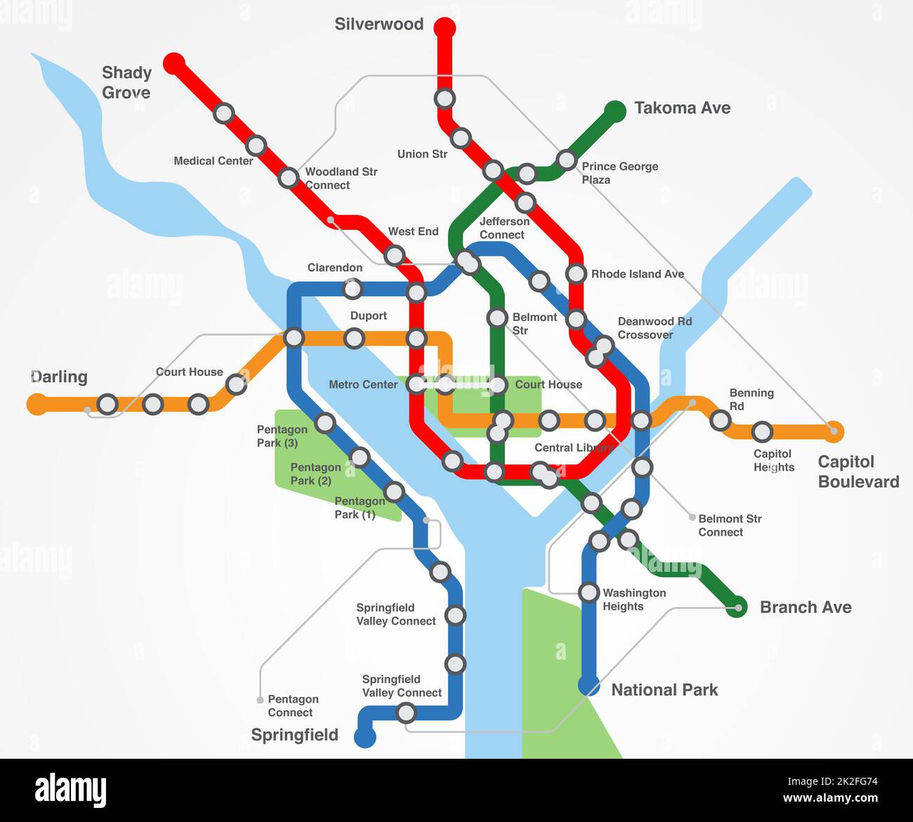 Mappatura del percorso. Vista ritagliata di una mappa delle linee ferroviarie della metropolitana - TUTTO il design su questa immagine è creato da zero dal team Yuri Arcurs Foto Stock