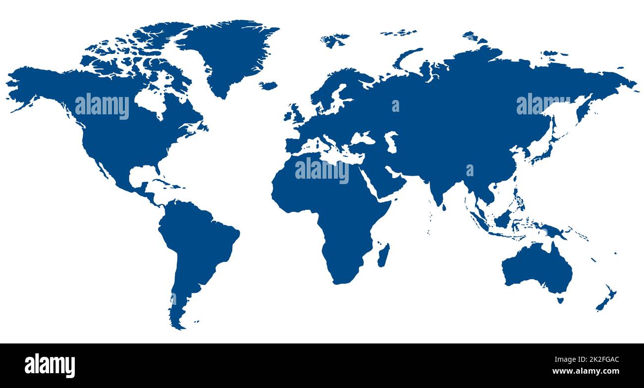 Mappa del mondo isolato su sfondo bianco, immagine Foto Stock