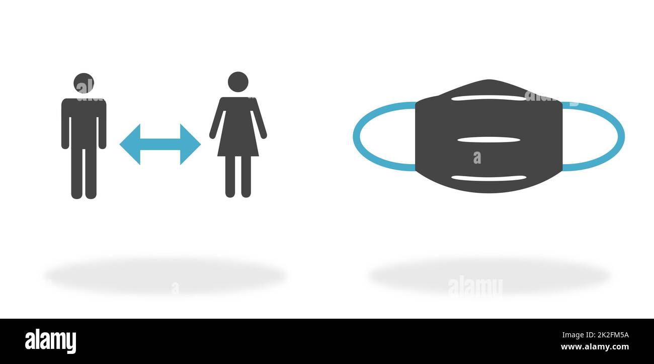 Banner icona: Distanza e maschera Foto Stock