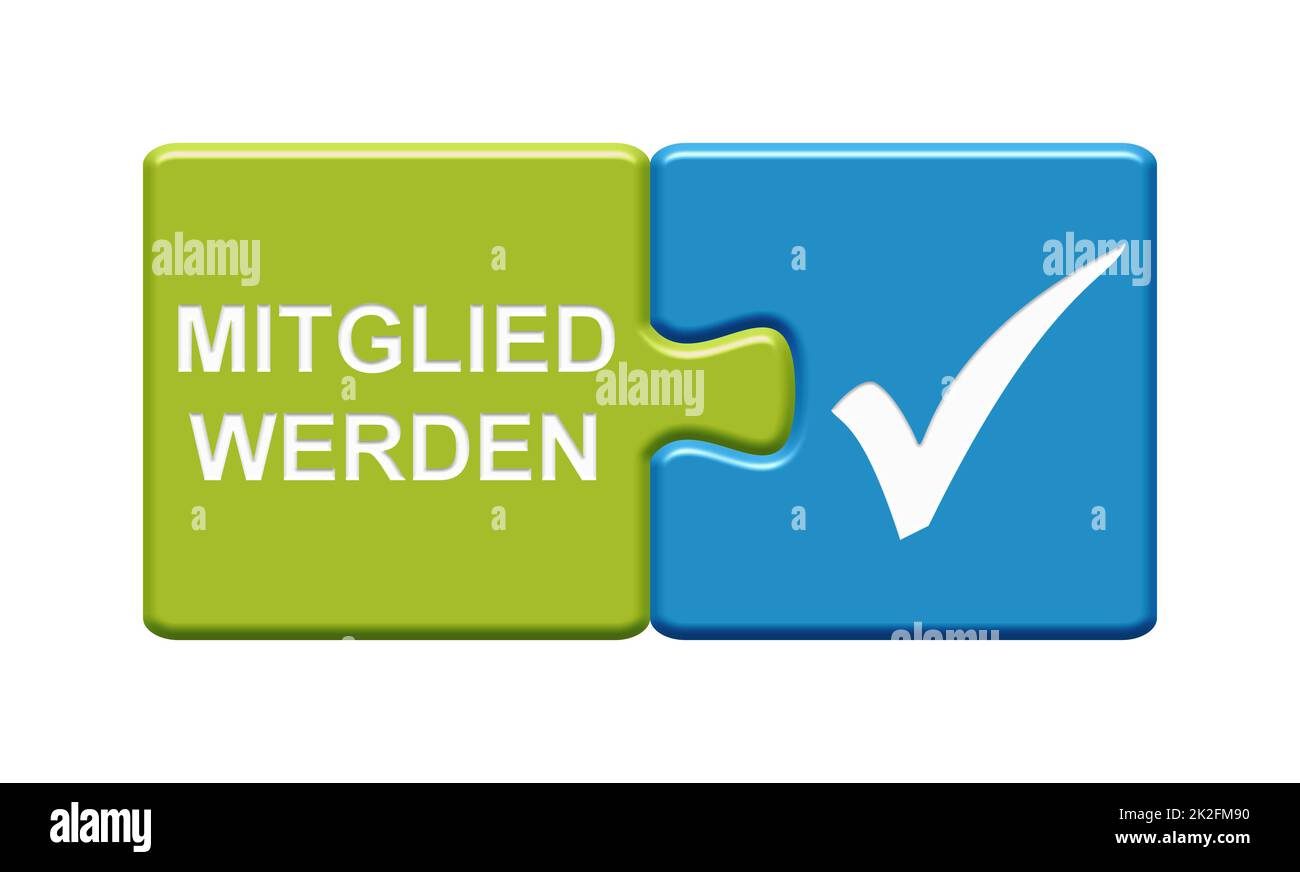 Diventa membro tedesco - Puzzle pulsante 3D illustrazione Foto Stock