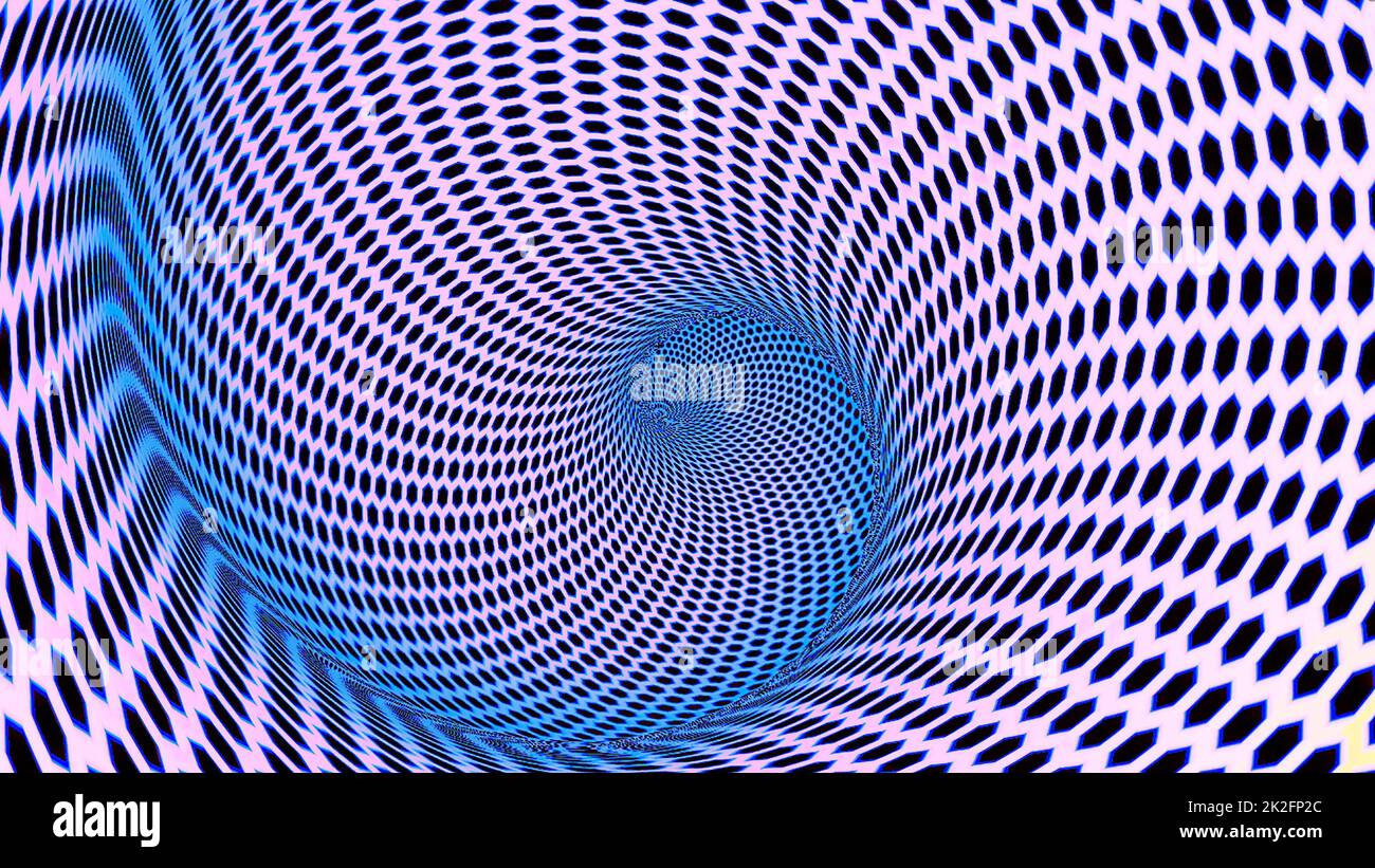 Astratto ipnotico rosa e blu tunnel a spirale Foto Stock