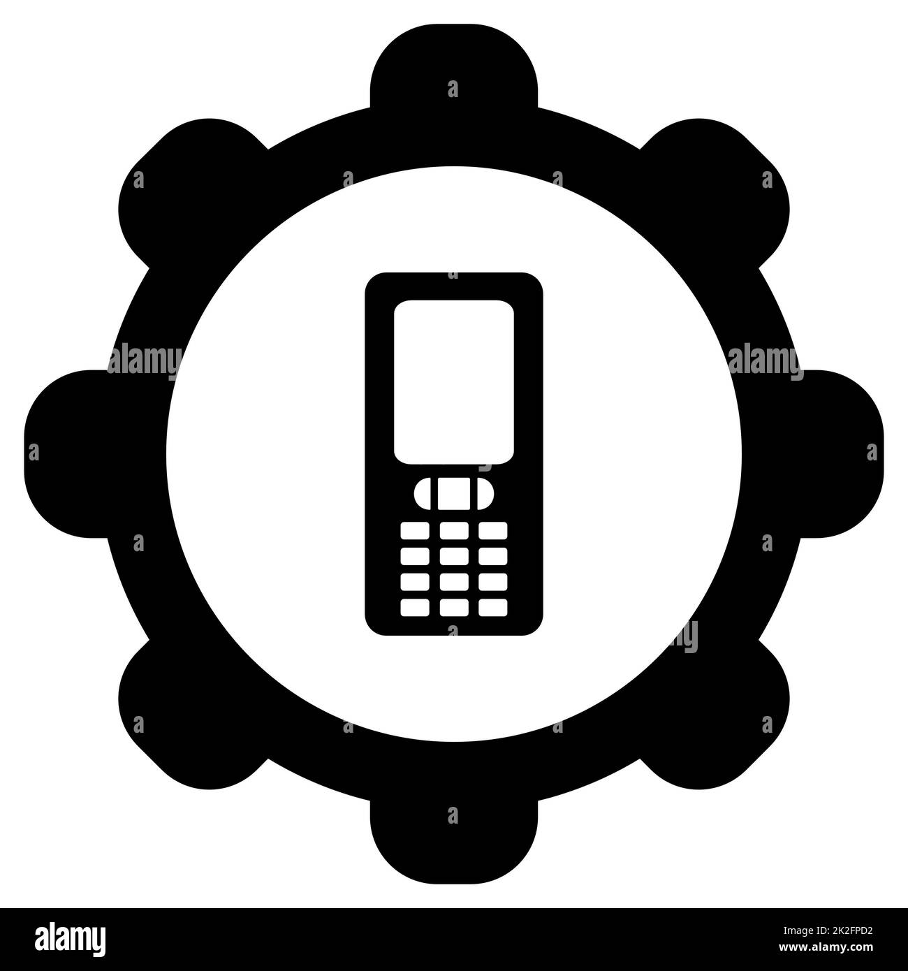 Telefono cellulare e ruota Foto Stock