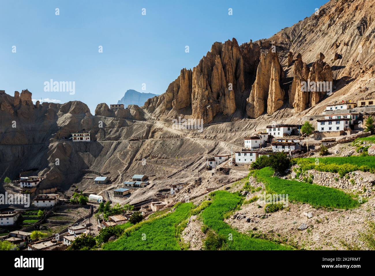Villaggio Dhankar in Himalaya Foto Stock