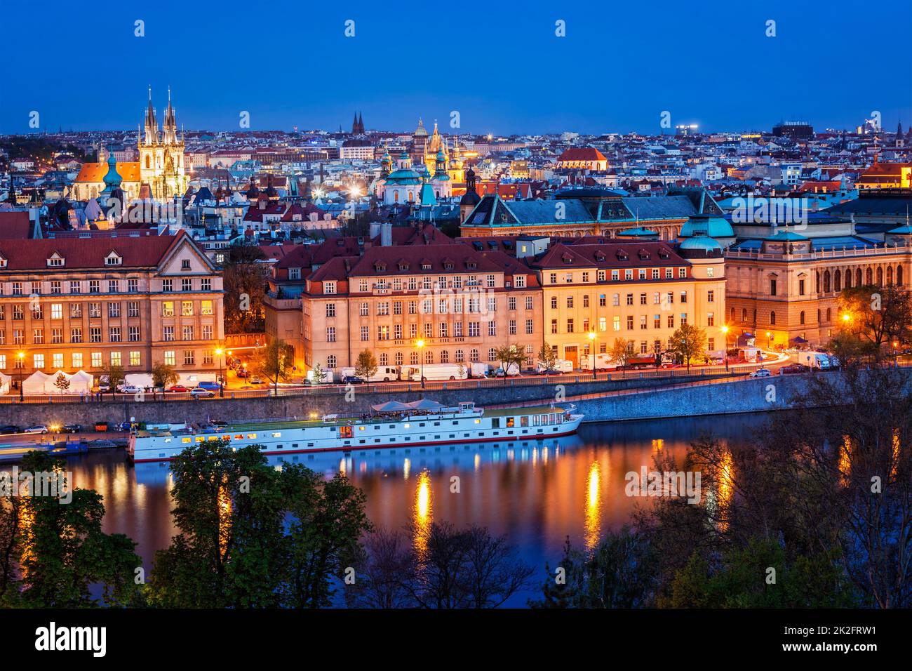 Vista serale di Praga, Repubblica Ceca Foto Stock