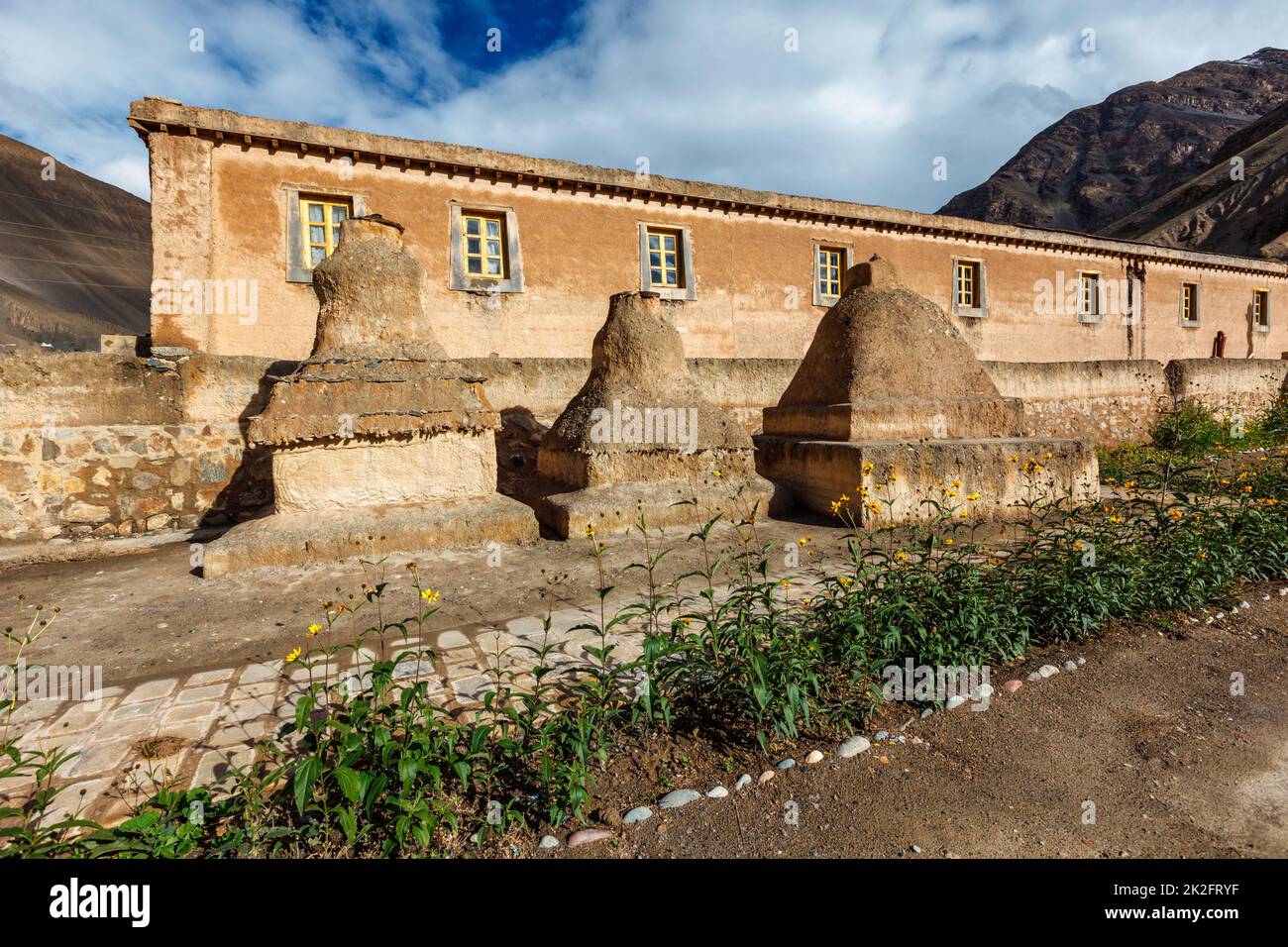 Monastero di Tabo nel villaggio di Tabo, Valle di Spiti, Himachal Pradesh, India Foto Stock