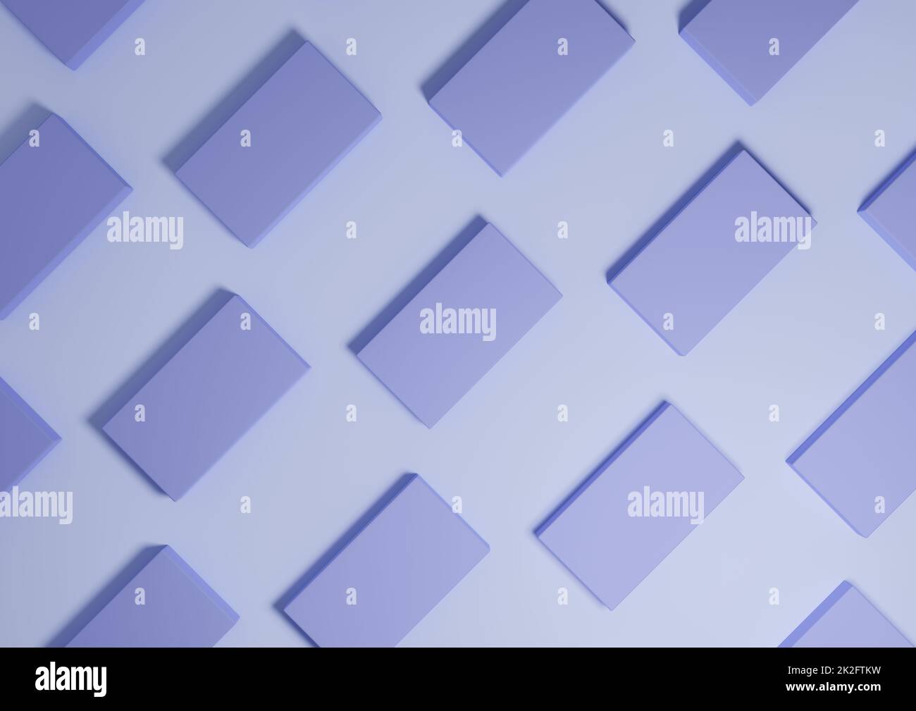 Chiaro, blu pastello, rendering 3D visualizzazione minima, semplice, moderna vista dall'alto schermo piatto prodotto da sopra sfondo con ripetitivo quadrato stand in un modello Foto Stock