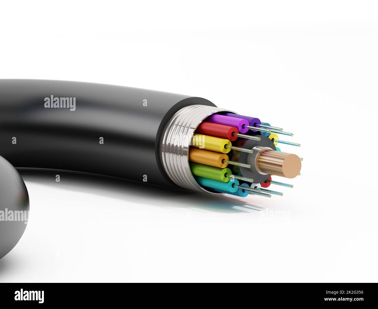 Dettaglio del cavo in fibra ottica Foto Stock