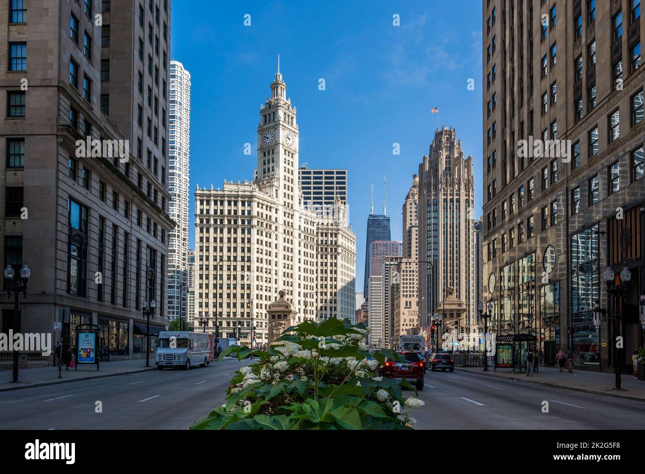 North Michigan Avenue (The Magnificent Mile), Chicago, Illinois, USA Foto Stock