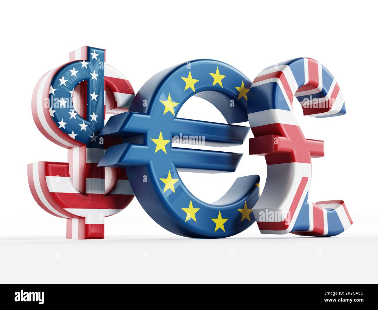 Simboli di valuta con bandiere di paese Foto Stock
