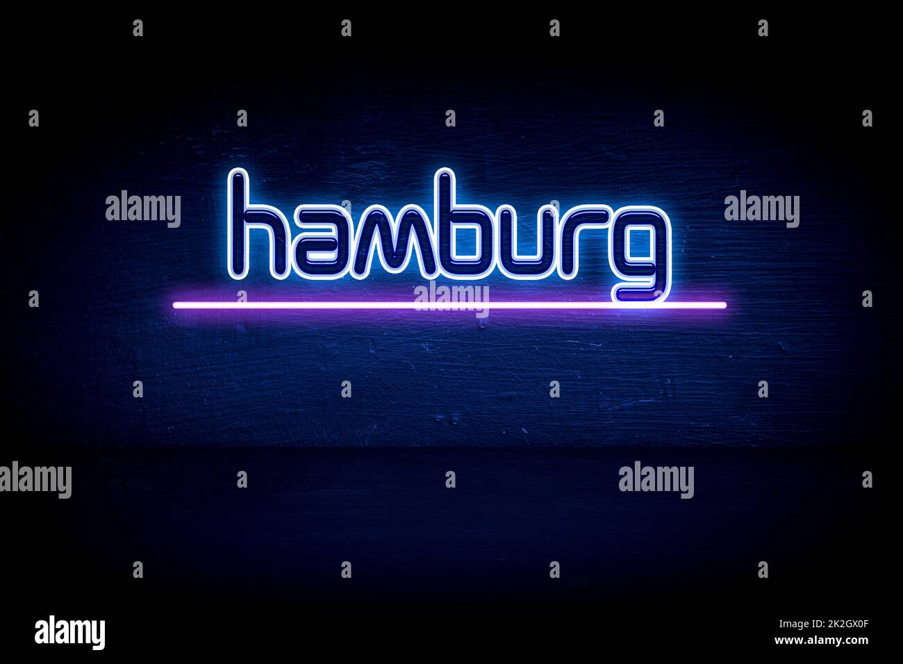 Amburgo - cartello di segnalazione al neon blu Foto Stock