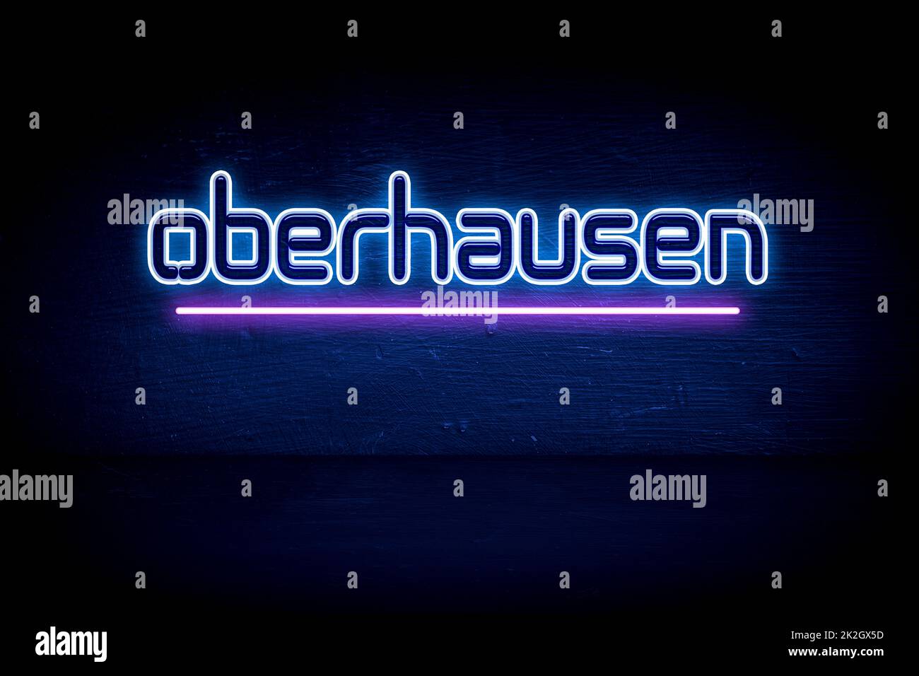 Oberhausen - cartello di segnalazione neon blu Foto Stock