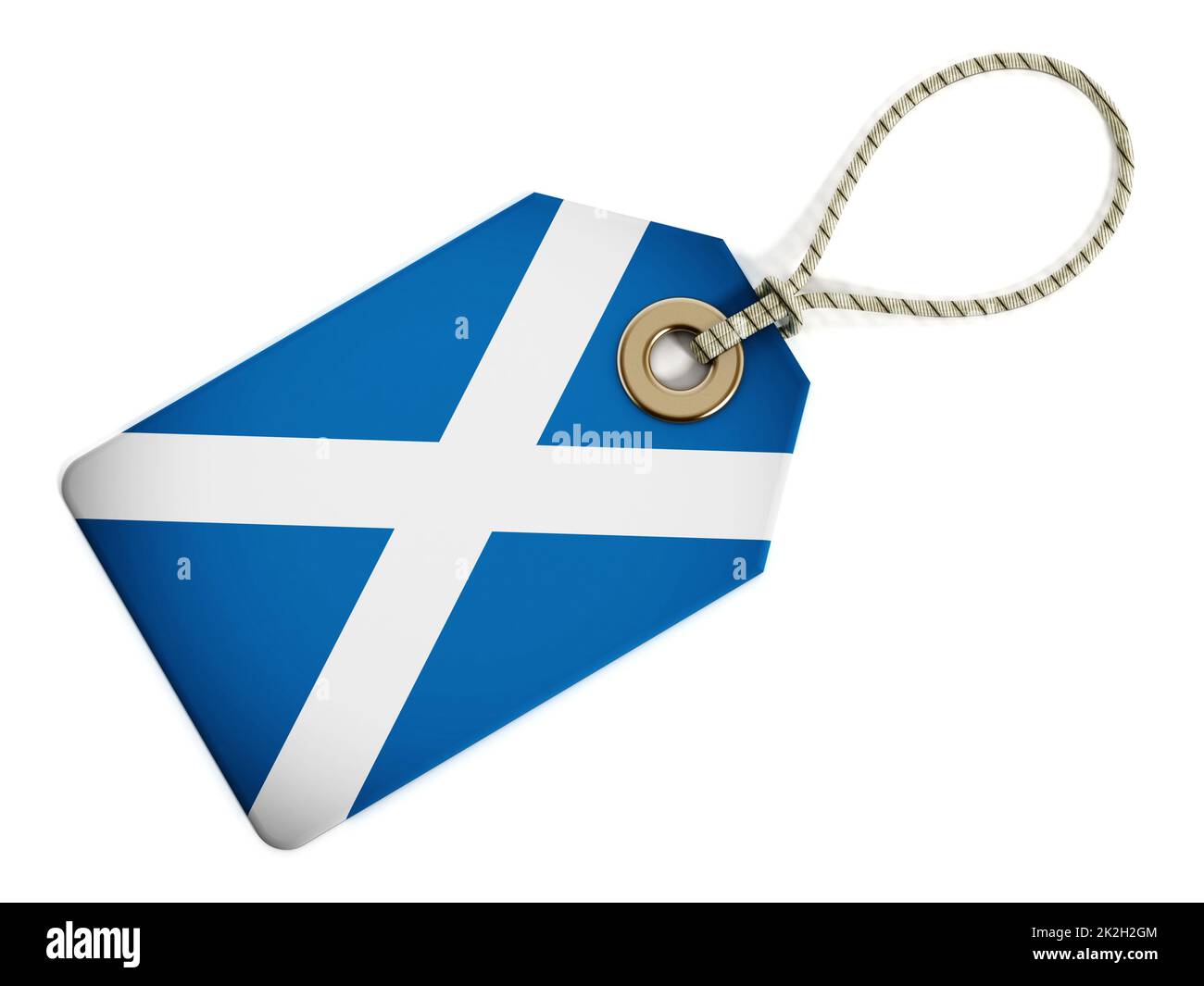 Bandiera scozzese su tag isolato Foto Stock