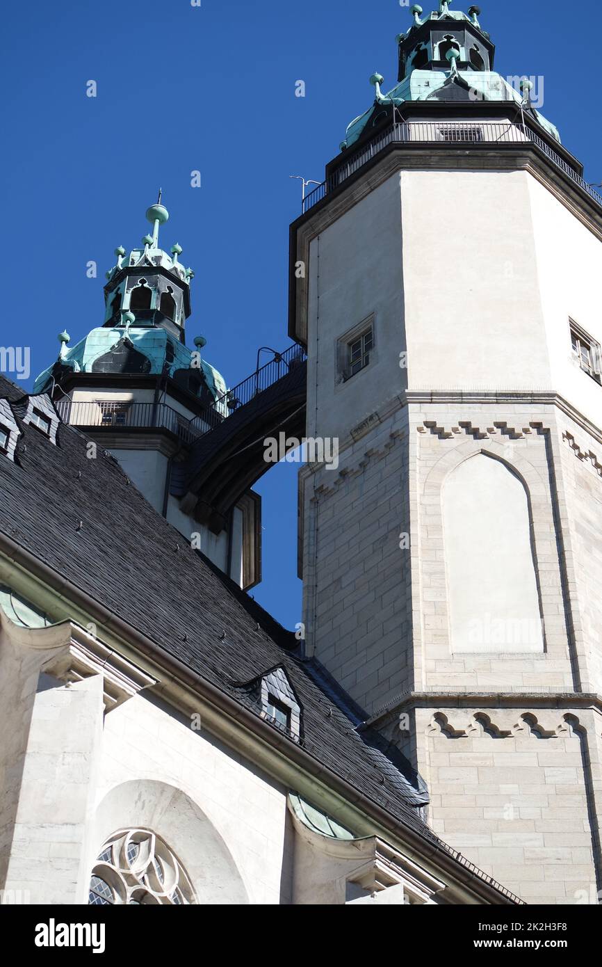 Chiesa torri in Halle an der Saale Foto Stock