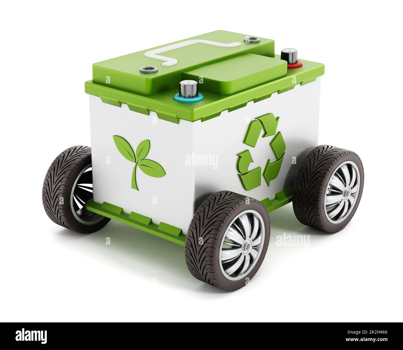 Batteria per auto riciclabile con pneumatici Foto Stock