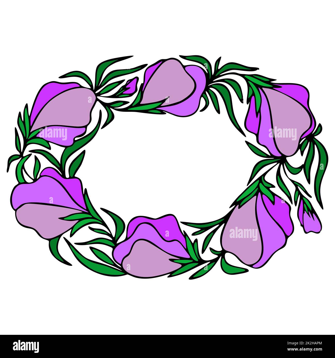 cornice floreale di grandi boccioli di fiori viola su sfondo bianco, bordo, cartolina, design Foto Stock cornice floreale di grandi boccioli di fiori viola su sfondo bianco, bordo, cartolina, design Foto Stock