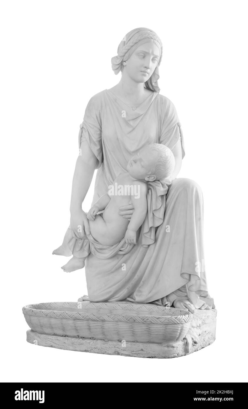 Antica statua. La scultura della Madre di Mosè di Heinrich Imhoff nel Museo statale dell'Hermitage. Foto isolata con tracciato di ritaglio Foto Stock
