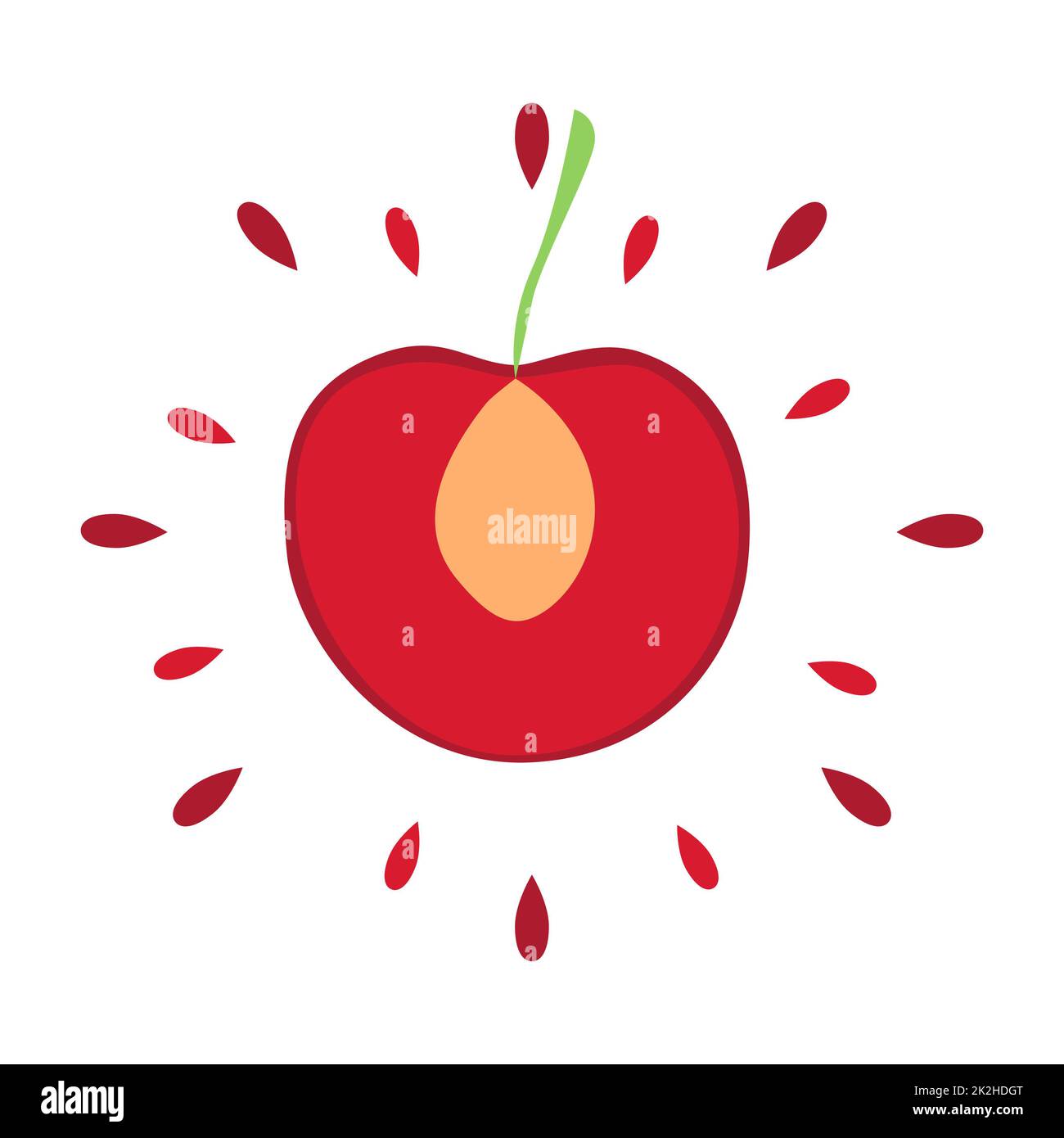 Icona astratta di mela succosa con splash su sfondo bianco - Vector Foto Stock