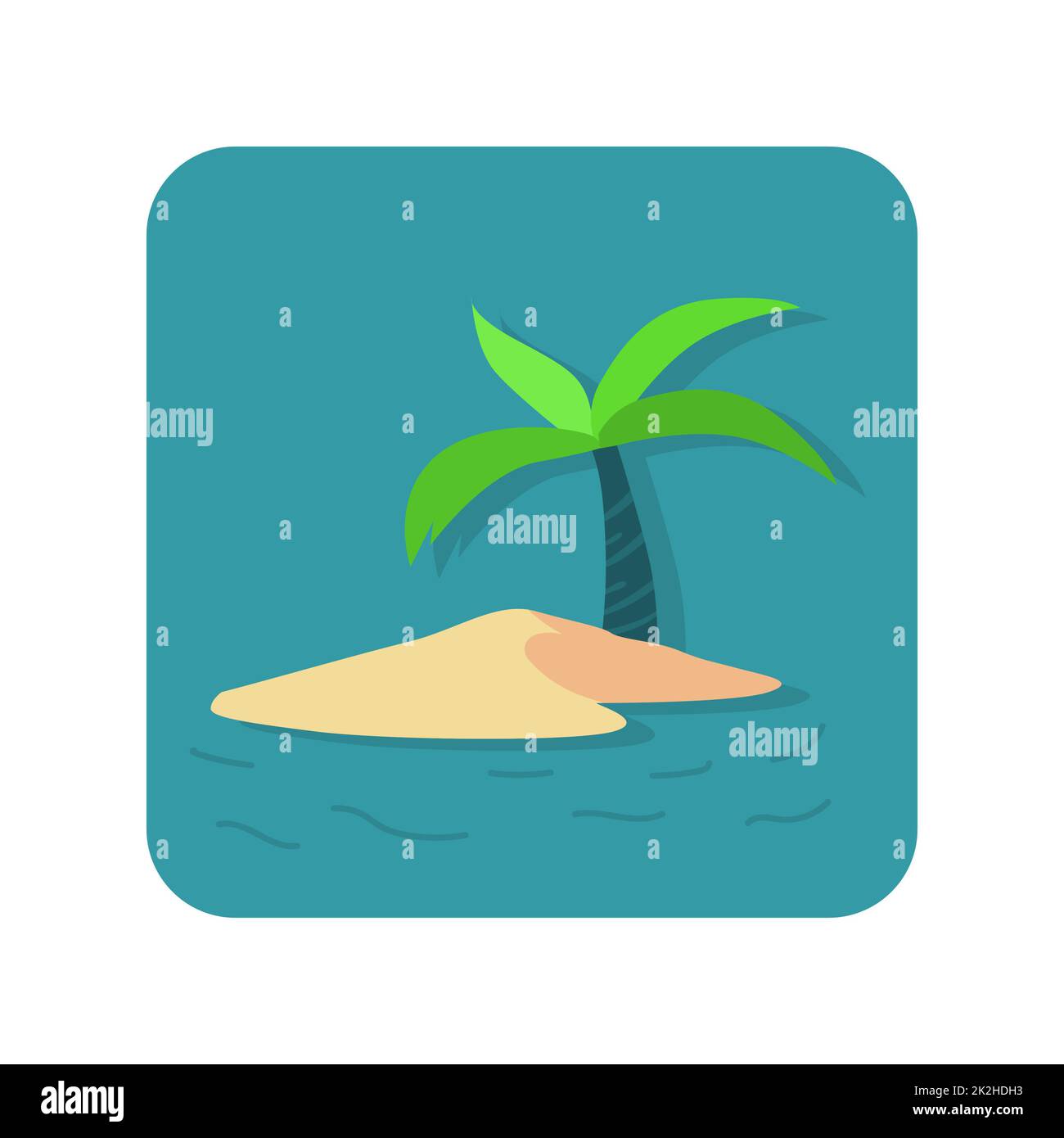 Astratto pulsante icona palma sull'isola su sfondo bianco - Vector Foto Stock
