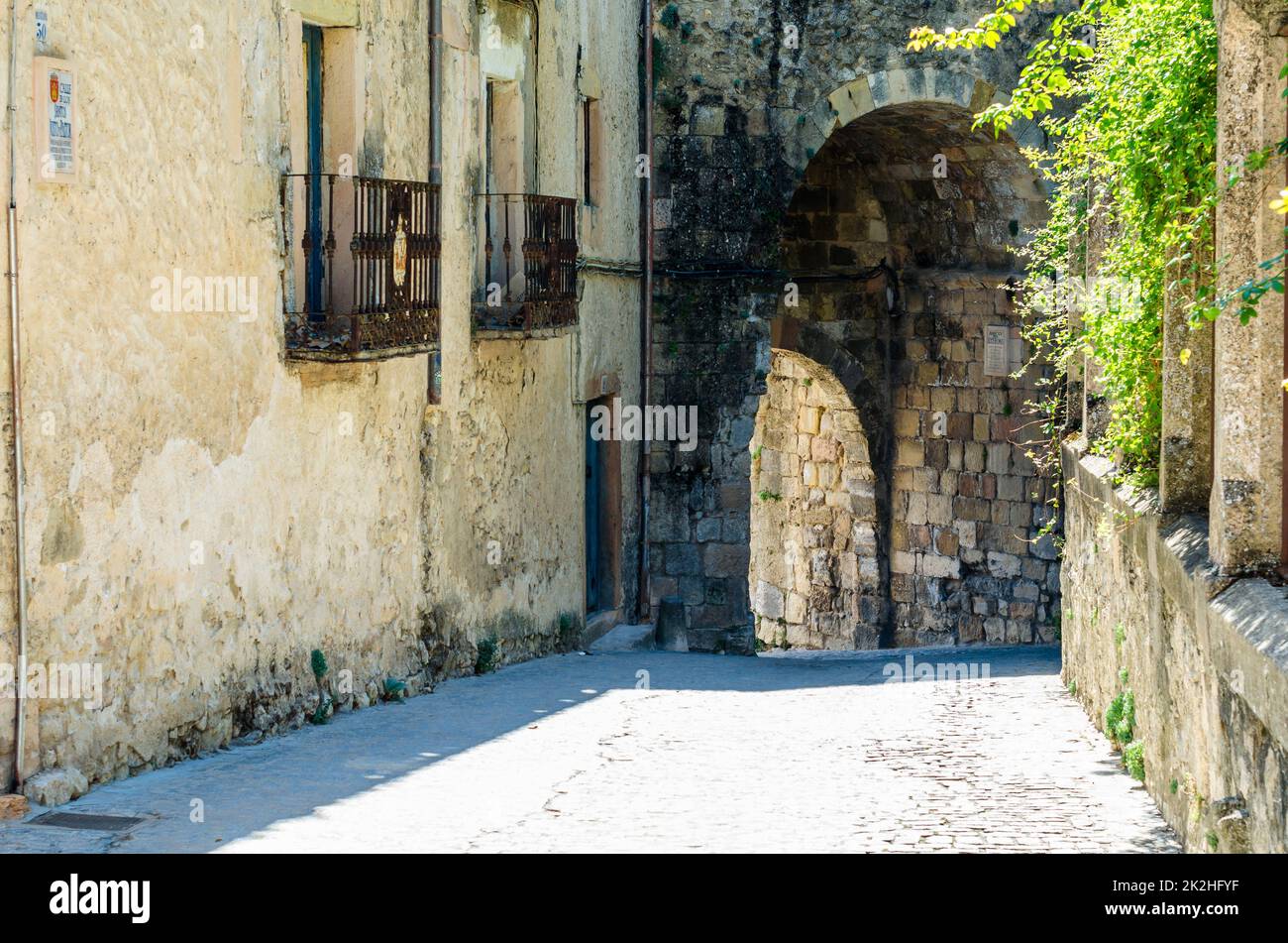 Architettura nel borgo medievale di Sepulveda, Castiglia e Leon, Spagna Foto Stock
