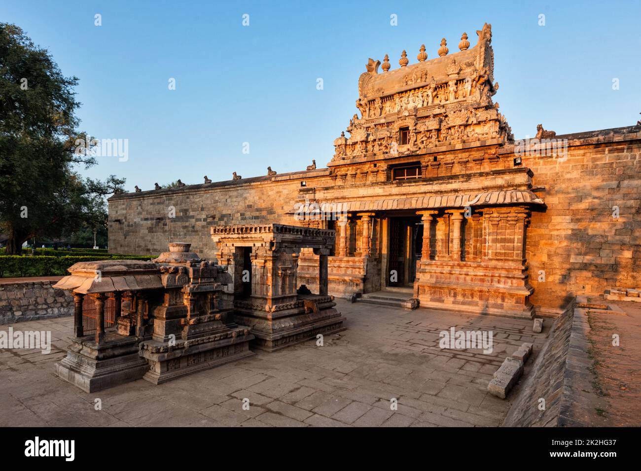Ingresso gopura (torre) del Tempio di Airavatesvara, Darasuram Foto Stock