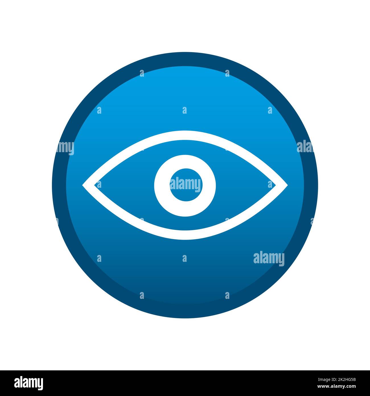 Icona circolare media Eye su sfondo bianco - vettore Foto Stock