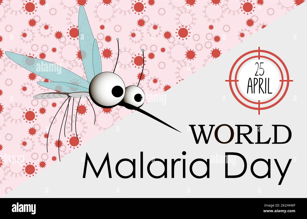 Illustrazione del vettore della Giornata Mondiale della malaria. Adatto per biglietti d'auguri, poster e striscioni. Viene celebrata annualmente il 25 aprile e celebra gli sforzi globali per combattere la malaria. Vettore Illustration.Mosquito. Foto Stock