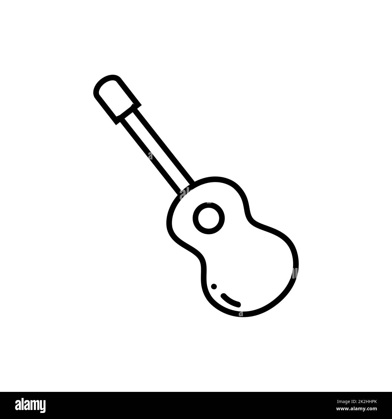 Icona della linea sottile della chitarra su sfondo bianco - Vector Foto Stock