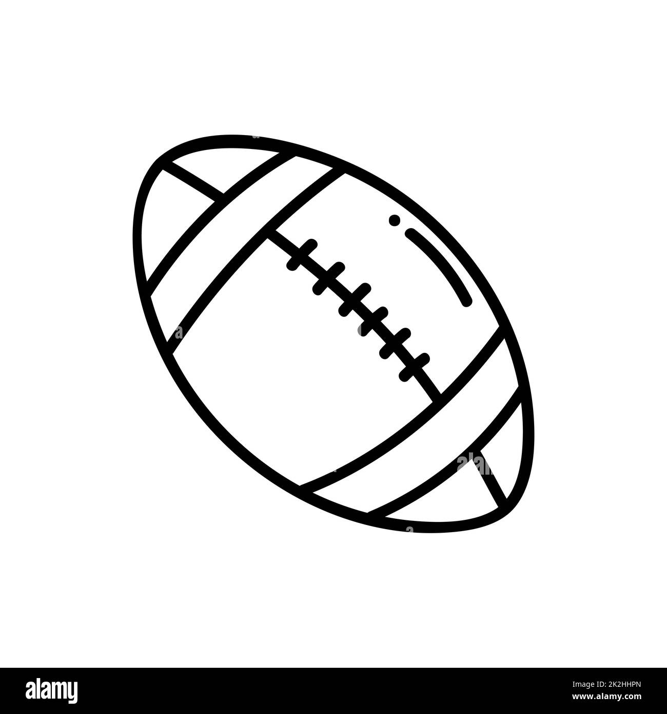 Icona di football americano con linea sottile isolata su sfondo bianco - Vector Foto Stock
