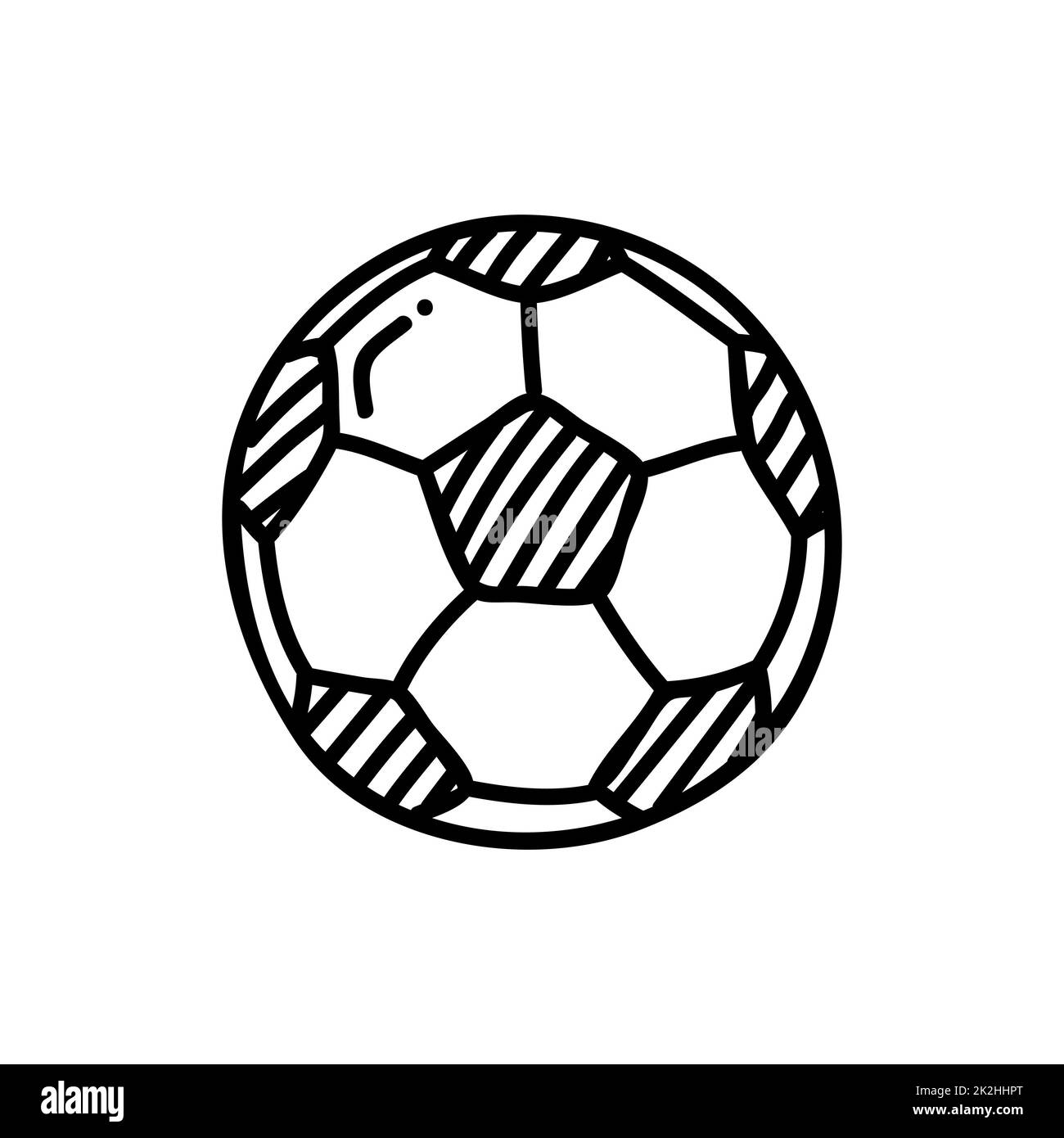 Pallone da calcio icona linea sottile su sfondo bianco - Vector Foto Stock