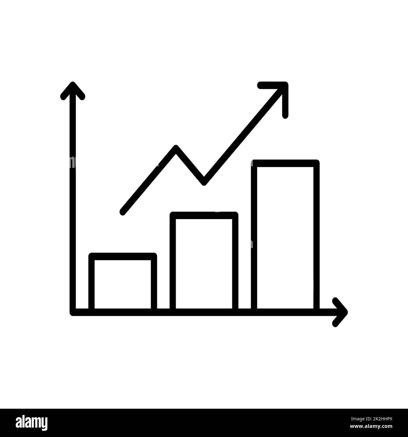 Icona a linee sottili del grafico della crescita su sfondo bianco - vettore Foto Stock