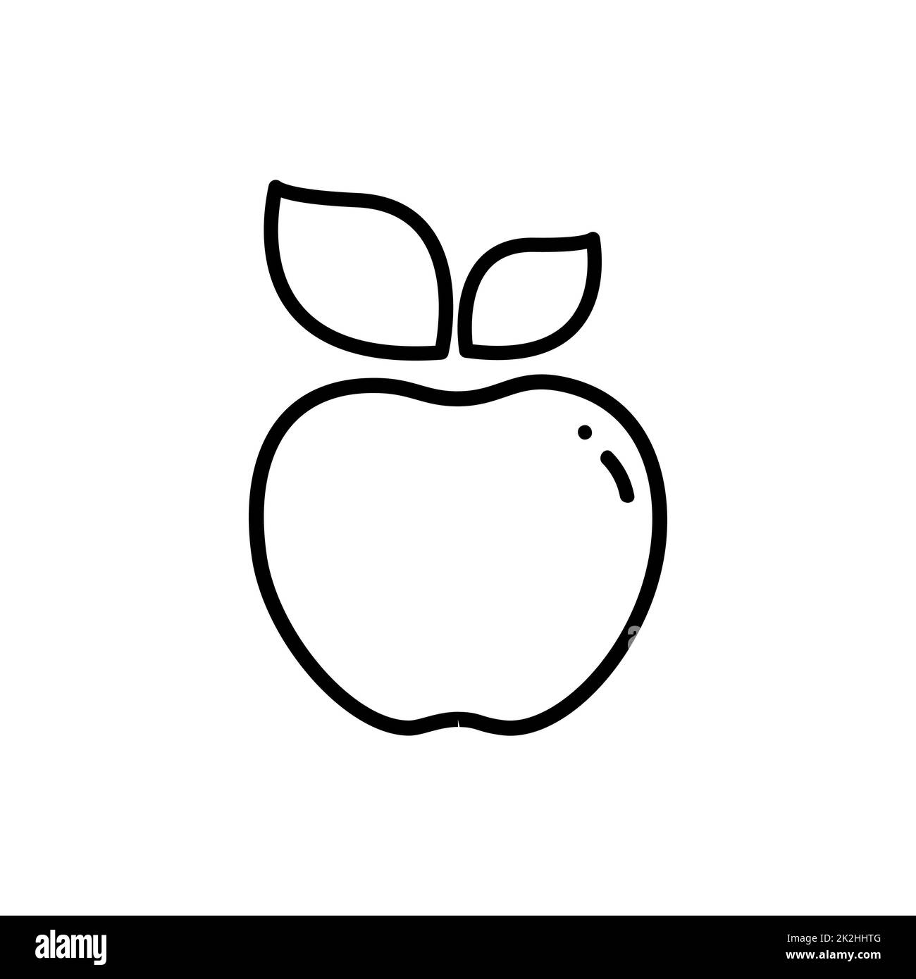 Icona di linea sottile Apple su sfondo bianco - vettore Foto Stock