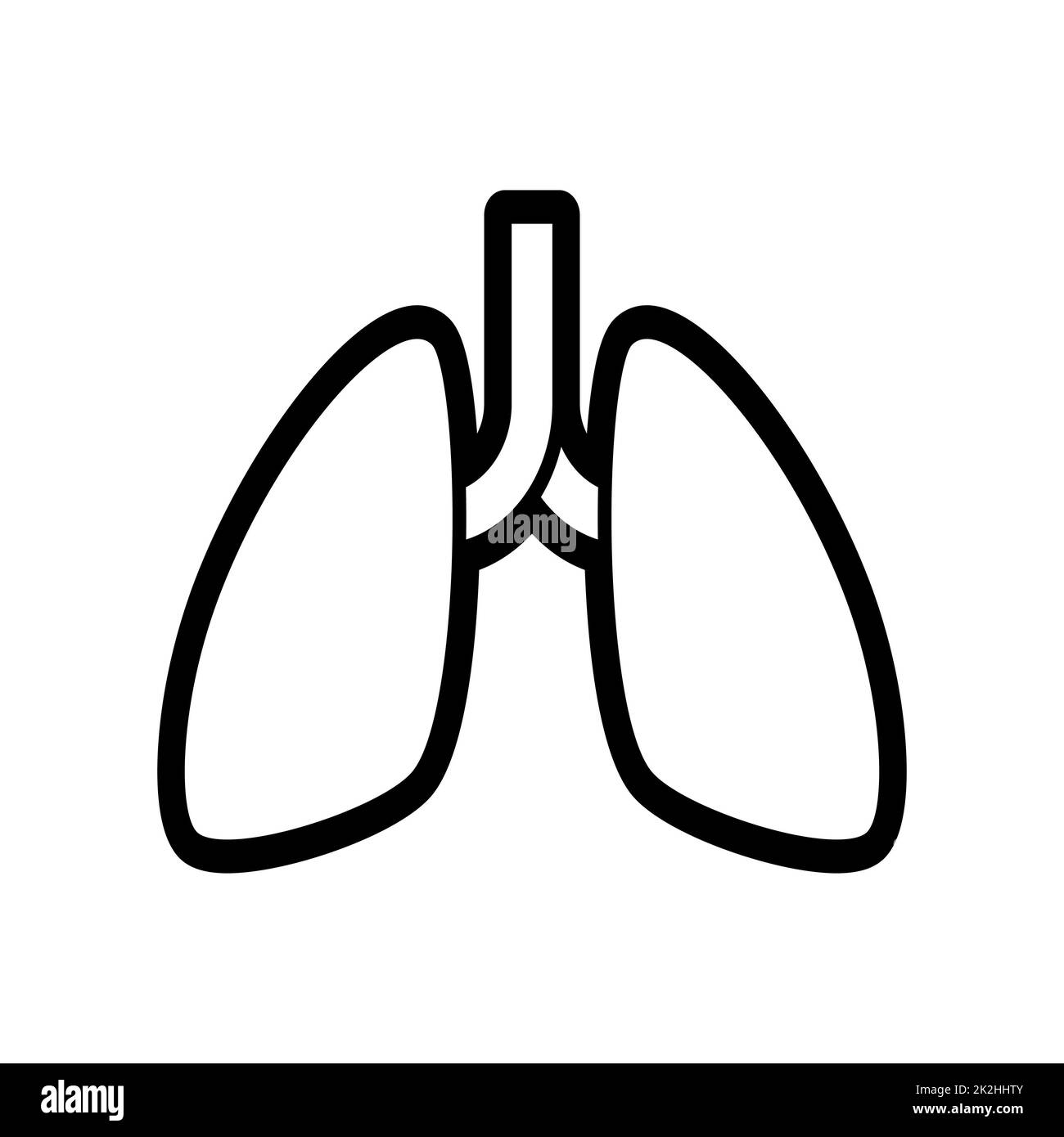 Icona dei polmoni a linea sottile su sfondo bianco - vettore Foto Stock
