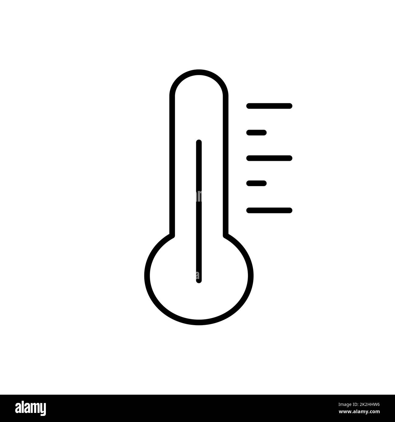 Icona del termometro a linea sottile isolata su sfondo bianco - Vector Foto Stock