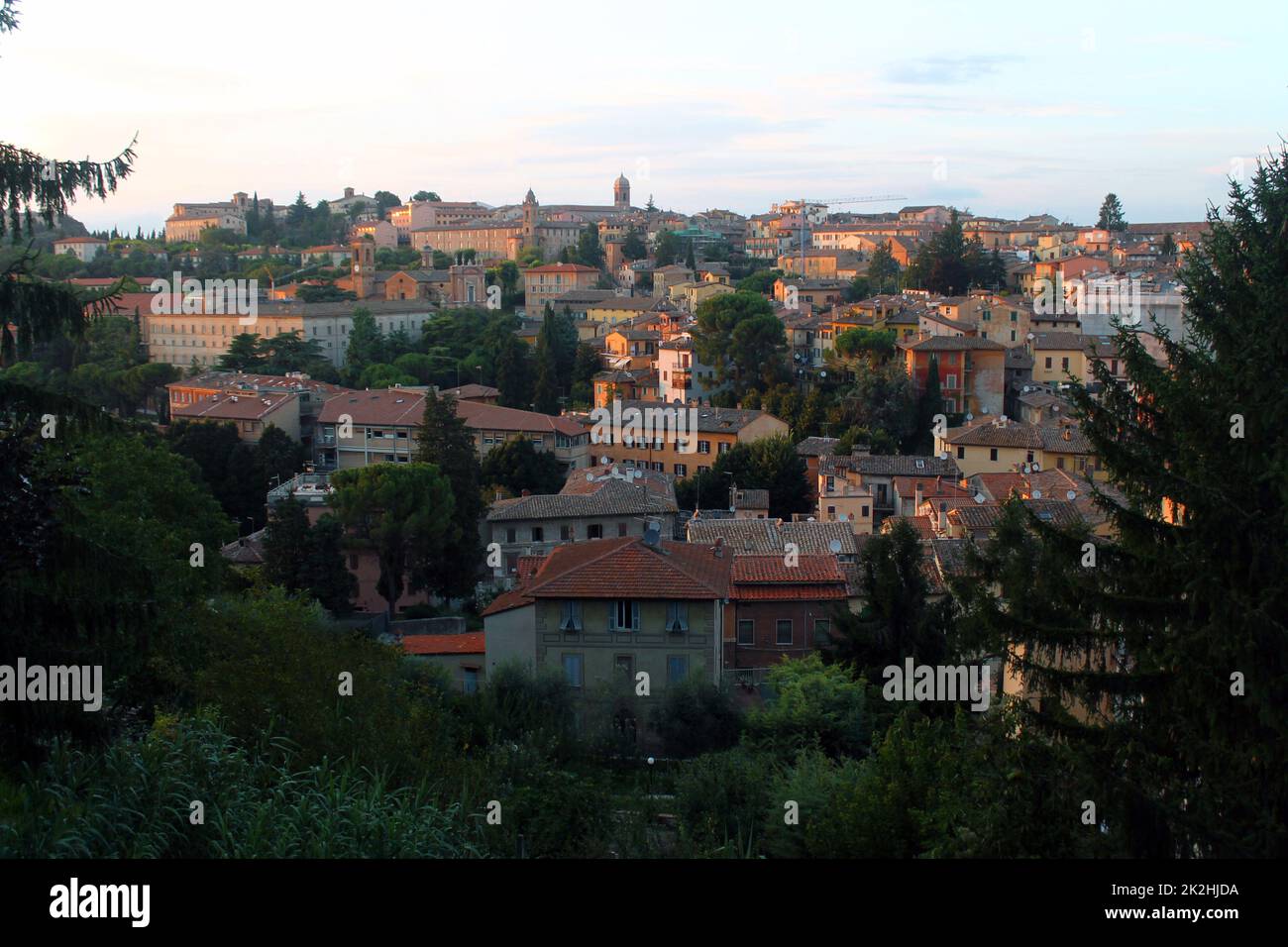 La vista sulle colline di Perugia in Umbria Foto Stock