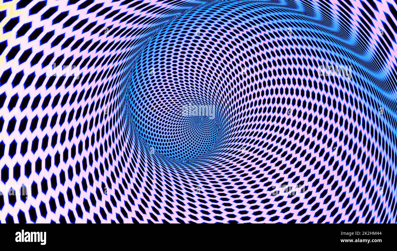 Astratto ipnotico rosa e blu tunnel a spirale Foto Stock