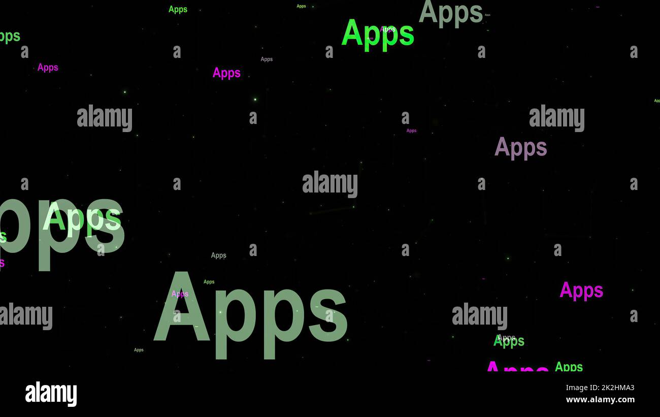 Testo delle app sullo sfondo della rete Foto Stock