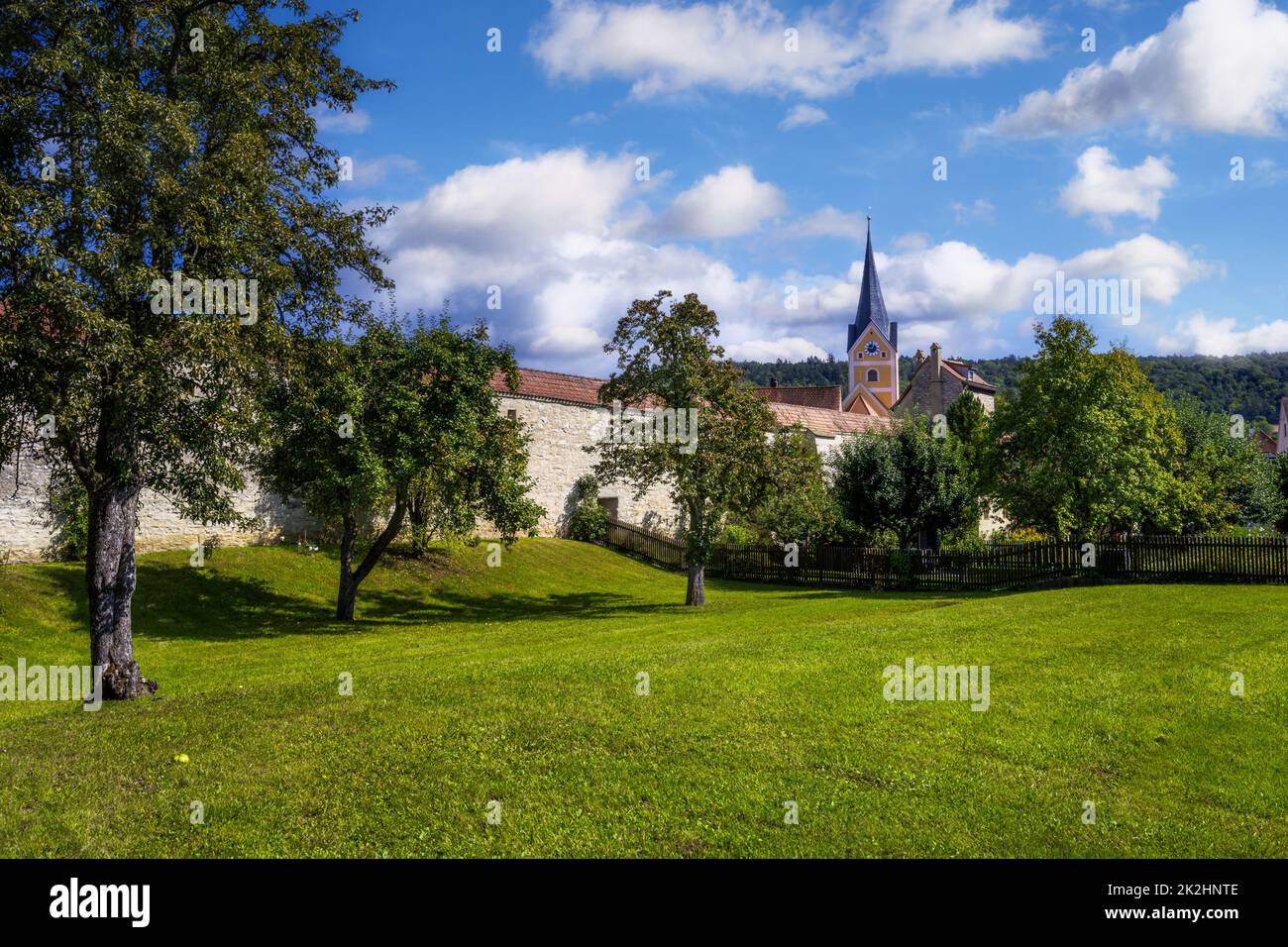 Città storica di wal a Berching Foto Stock