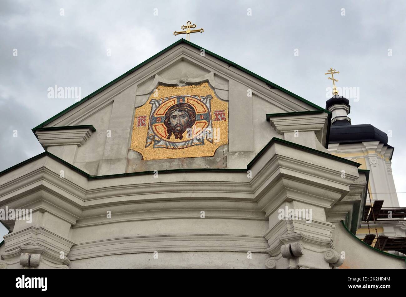 Icona di Gesù Cristo alla porta d'ingresso del Monastero della Natività della Vergine. Foto Stock